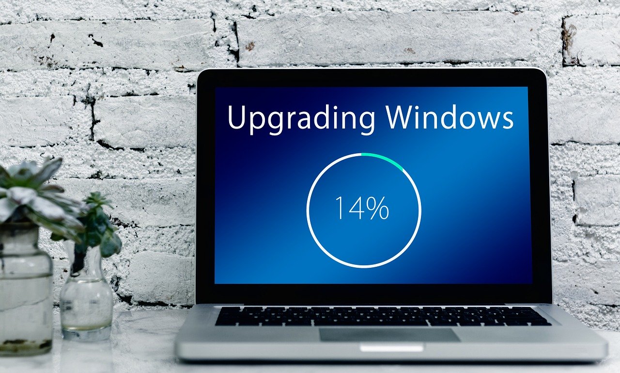 A laptop upgraded windows.